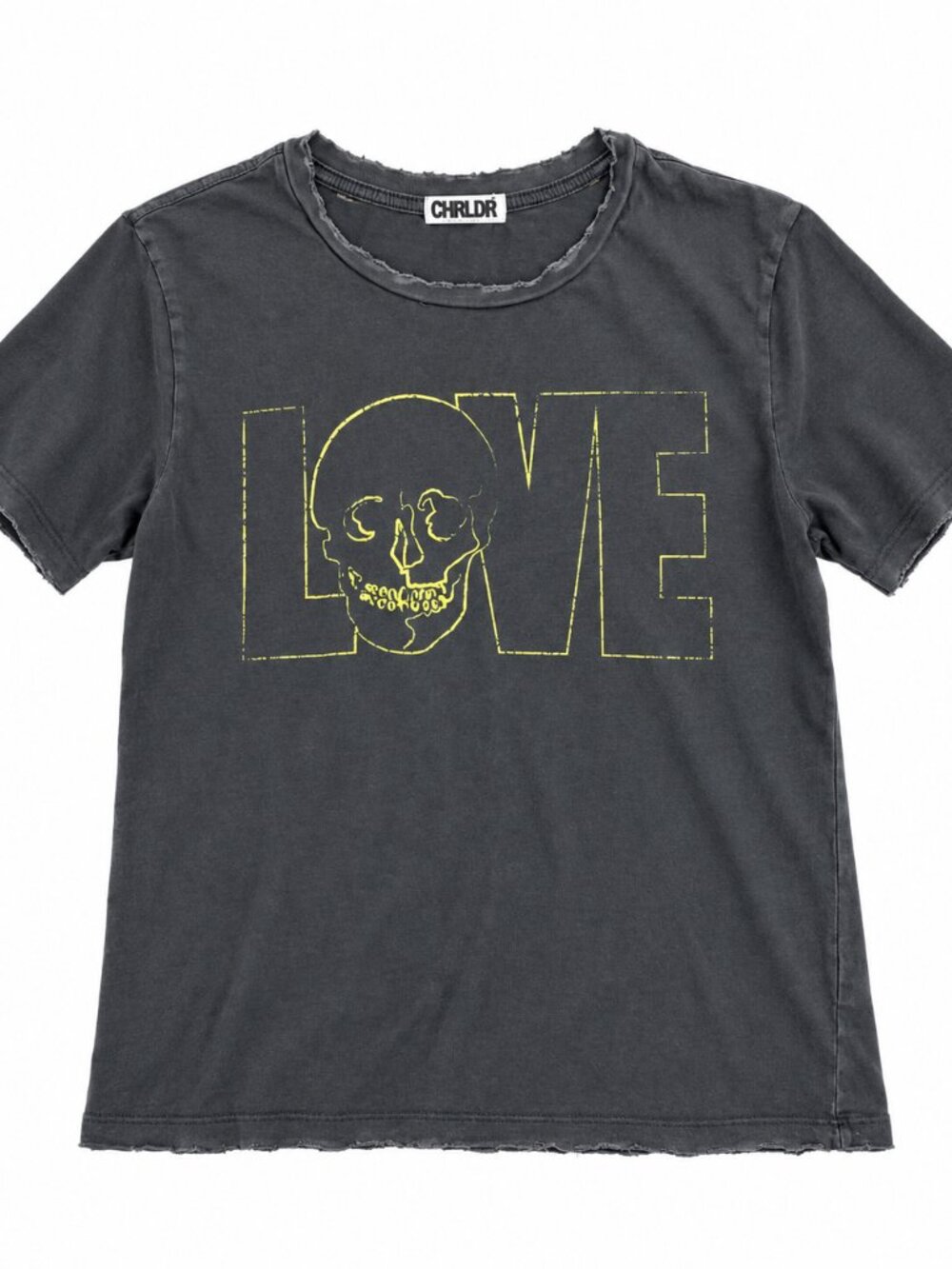 CHRLDR Distressed Grey LOVE Skull Tee Size XS